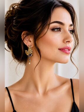 Heidi Daus Crystal Phoenix Swan Statement Earrings Vintage